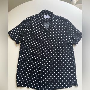 Topman black and white dotted short sleeve button down